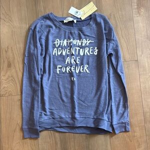 VINTAGE HAVANA Purple Graphic Sweatshirt SMALL Adventures are forever NWT